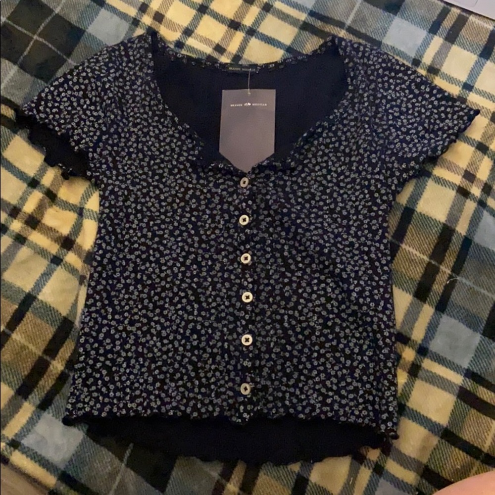 Brandy Melville blue floral button up